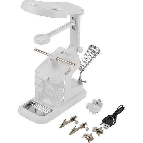 Station de soudage Naroote, support pour fer à souder, fer à souder USB, élévateur portable pour fer à souder, support portable pour fer à souder avec grossissement 3x/4,5x/25x, lampe de bureau Wolf, (1/5)