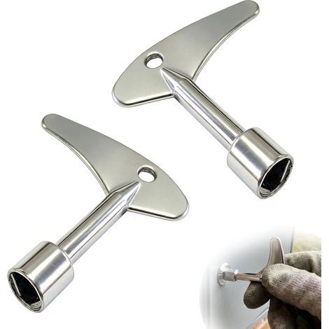 2-Piece Triangle Key Set, Zinc Alloy, Polished Surface, For Radiators, Lifts, Electrical Cabinets (1/5)