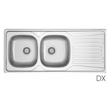 Lavello appoggio in acciaio inox 116x50 gocciolatoio DX  - Cromo