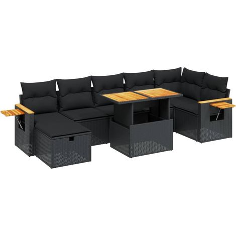 Set Divani da Giardino con Cuscini 8 pz Nero in Polyrattan vidaXL (1/4)