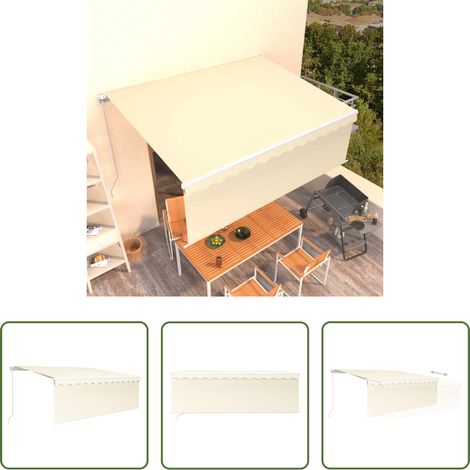 Markise Einziehbar - Markise Manuell Einziehbar mit Rollo 4x3 m Creme (1/5)