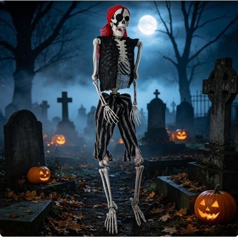 Squelette Halloween - Décoration - 165cm - Horrible en plastique - Accessoires pour Fêtes à thème - Blanc (1/5)