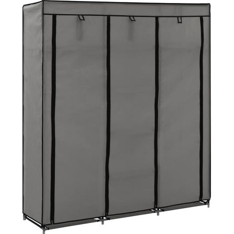 Armoire avec compartiments et barres Gris 150x45x175 Tissu (1/5)