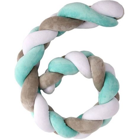 Berço Protetor Trança PLASTIMYR 200cm Vert Brésil Tricolore - Barrière de Lit Tressée pour Bébé, Protection Moelleuse et Décorative (1/4)