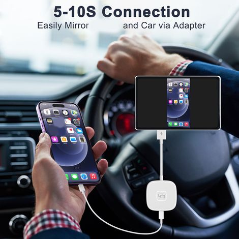 Kabelgebundener CarPlay-Adapter, Autospiegel-Dongle, iPhone-Bildschirmspiegelungsgerät, iOS-kompatibel, runde Form, Kfz-Kit. (1/5)