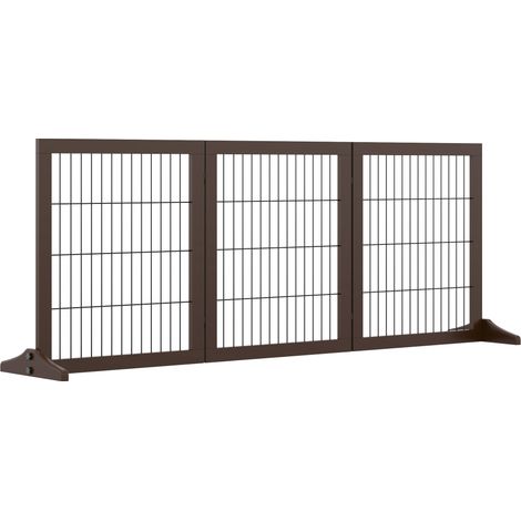 Barrière pour chien en pin, autoportante, marron, 185 x 36 x 71 cm Ce produit est fabriqué avec des matériaux de haute q (1/5)