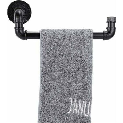 Porte-serviettes mural industriel en forme de tuyau pour cuisine, salle de bain 12.5X4.5X4.5in noir (1/4)