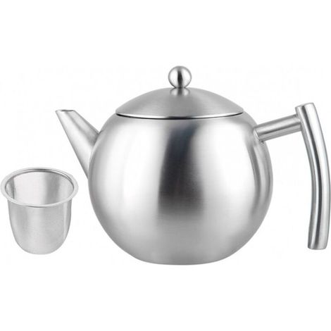 Théière filtrante en acier inoxydable double paroi 500 ml – Idéale pour thé en vrac et fleurs de thé – Infuseur intégré
