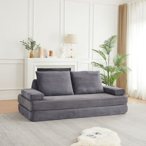 Canapé modulable 211,5x106,5x62 cm en tissu gris, modulable pour salon FloraGrace (1/5)