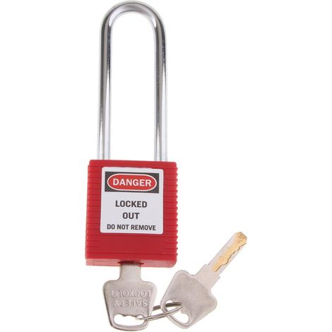 cadenas de consignation de sécurité à clé différent 76mm métal extérieur rouge (1/5)