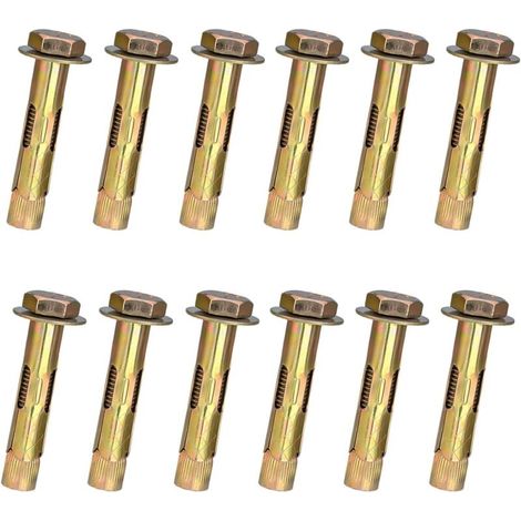 Lot de 12 boulons à vis d'expansion M8 x 60 mm, écrou hexagonal, boulon d'ancrage à manchon d'expansion à haute résistance, fixations à haute résistance pour mur de briques en béton