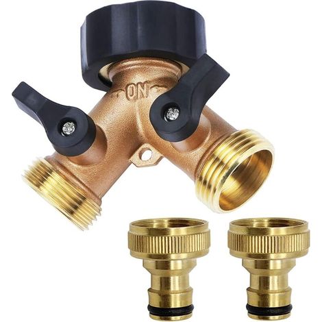 Robinet Double Machine a Laver, Répartiteur Raccord Robinet Tuyau d'Arrosage en Y 2 Voies pour Tuyaux d'Alimentation 3/4, Robinet Double Sortie pour Robinet Jardin,Adaptateur Robinet ,2-Voies Y-Distri