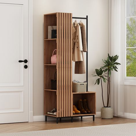 Armario Zinto, Roble dorado, 80 x 187 cm con 5 compartimentos de almacenamiento, Vicco (1/5)