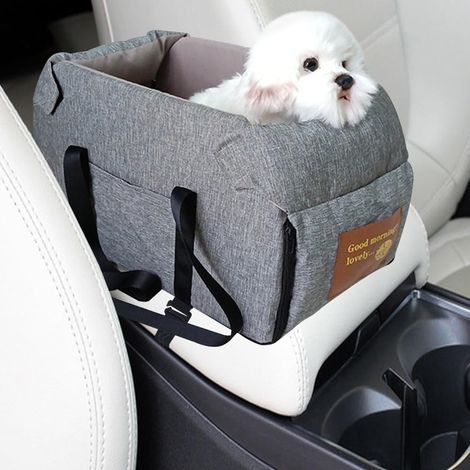 Siège rehausseur multifonction pour animaux de compagnie, lit de voyage pour animaux avec coussin moelleux, sangles réglables et poche de rangement pour petits animaux