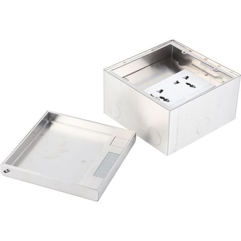 Deux prises de courant universelles sont encastrées dans un boîtier de prise de sol dissimulé avec un couvercle rabattable plat en acier inoxydable, 45 pouces AC250V. (1/5)