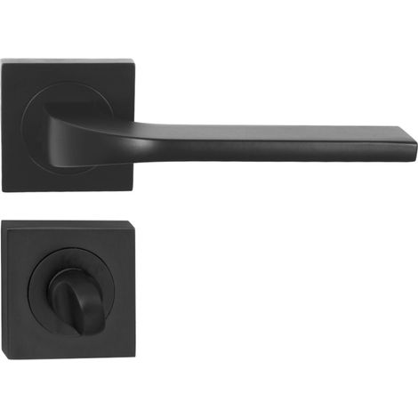 DOMINO Poignée de porte TIPO QR Noir WC Poignée avec rosace WC Noir (1/5)