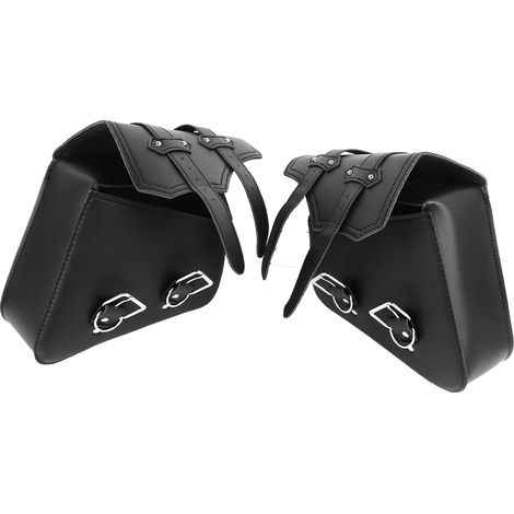 Sacoche moto 2 pièces noire, cuir PU imperméable, grand volume, sac latéral arrière pour motocycle, bagagerie résistante à l'eau (1/5)