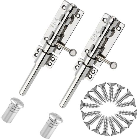 Verrou coulissant pour portail - Solide - En acier inoxydable 304 - Pour charge lourde - Verrou de sécurité - Accessoire de portail renforcé avec boîte à poussière - Pour grange, clôture, abri de (1/5)