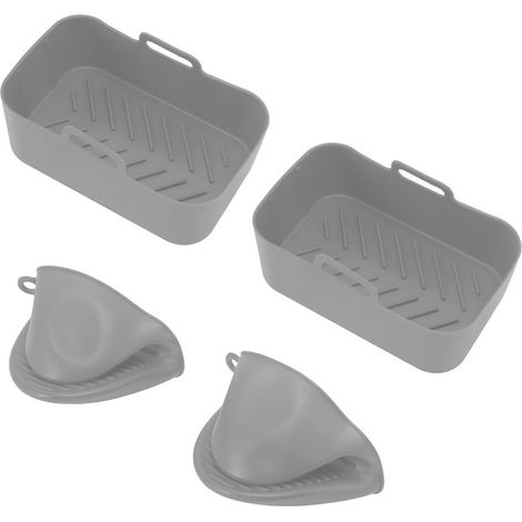 Ensemble de paniers rectangulaires en silicone pour friteuse Ninja DZ201 Foodi 8QT, gris (1/5)