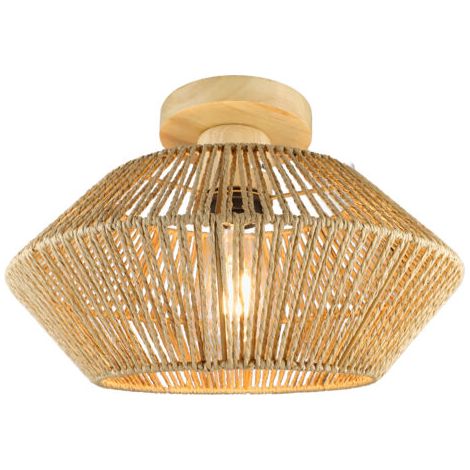 royaluxe-Plafonnier en rotin tressé LED 32x32cm – Abat-jour décoratif pour cuisine, salon, chambre, salle de bains – Compatible E26/E27