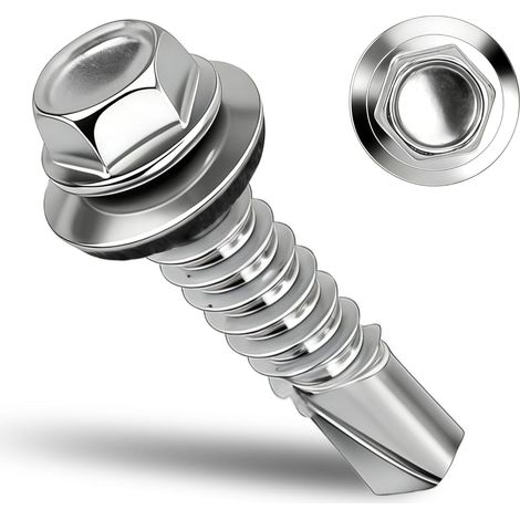 Vis Autoperceuses de Toiture et pour Tôle 6,3 x 19 mm, Inox 304, 50 Pièces (1/5)