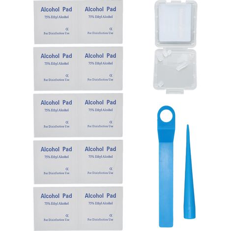 Lot de 2 outils retrait de peau excédentaire 4-8mm grand format avec lingettes nettoyantes et patchs réparateurs pour visage et corps, bleu (1/5)