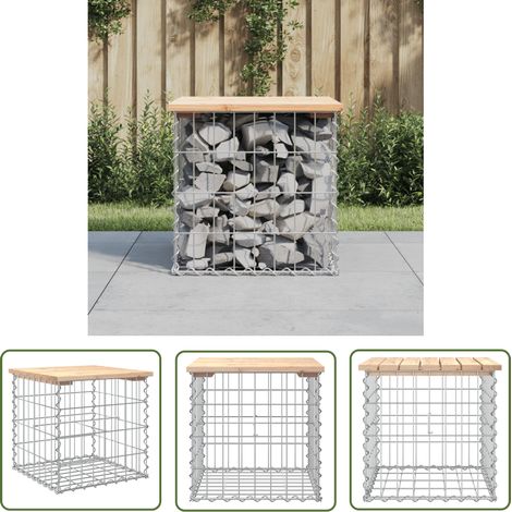 vidaXL Banc de jardin design de gabion 43x44x42 cm bois massif de pin