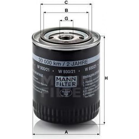 Filtre À Huile W930/21 - Compatible Moteur Diesel Et Essence - Pour Entretien Routinier - Lot De 1