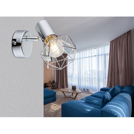LED Wandstrahler Gitter Silber Chrom Industrial, Breite 10cm (1/5)