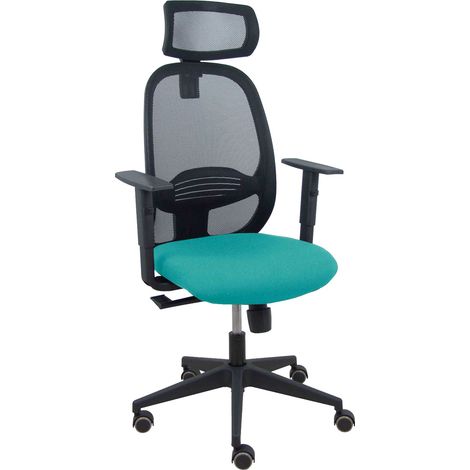 Silla Cilanco negra malla negra asiento bali turquesa brazo regulable cabecero regulable
