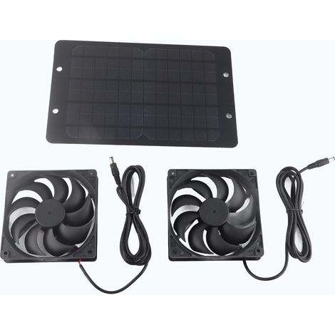 Kit de ventilateur de panneau solaire double extracteur d'air équipement de Ventilation extérieure pour serres 10W 800MA (1/5)