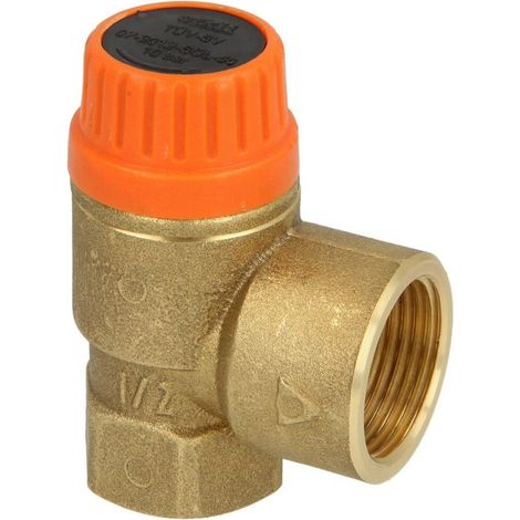 Soupape de sécurité 10 bar pour le solaire 1/2" FF x 3/4" FF