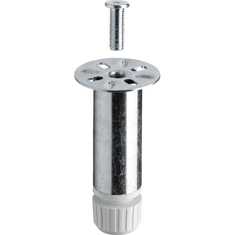 Hettich Sockelverstellfuß 100 mm Ø 30 x 100 - 110 mm, verzinkt/hellgrau Möbelbeschlag