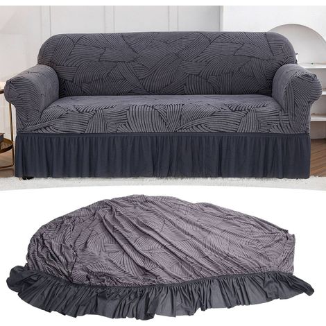 Sofabezug im Rockstil, dicker Sofabezug aus kationischem Stoff, Dreisitzer-Sofa 190-230 cm, schlichtes Schwarz. (1/5)