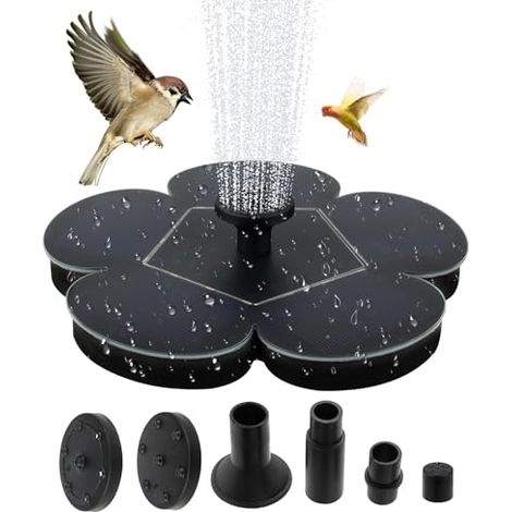 [JAMAIS UTILISÉ]Fontaine Solaire Exterieure de Jardin 2025, Pompe Solaire Bassin 1.4W à 6 Buses,Hauteur de Jet (55-95 cm) pour Étang, Piscine, Jardin & Bain d'oiseaux (Noir) (1/5)