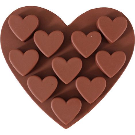 Moules à chocolat en Silicone, moules de cuisine antiadhésifs en forme de cœur, plateaux à glaçons pour gâteaux, bonbons, boules de fudge, gelée, muffins, cupcakes(Couleur chocolat) (1/5)