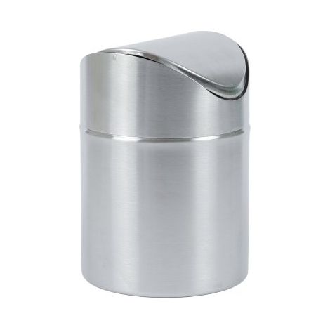 Papelera de mesa Axentia, capacidad aprox. 1,5 L, 1500 ml, acero inoxidable satinado, mini papelera (1/5)