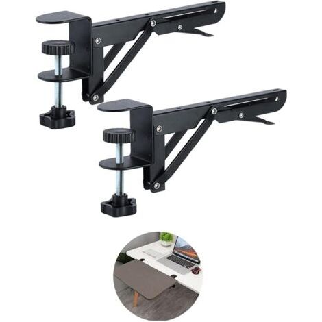 Sollbry Pince D'extension de Bureau (Planche Non Incluse) pour Plateau Pliable pour Tiroir de Clavier, Repose-Poignet, Support pour Ordinateur, Noir (1/5)