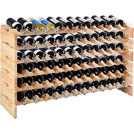 Étagère à vin en Bois empilable avec 6 Niveaux pour 72 Bouteilles, étagère à Bouteilles (1/5)
