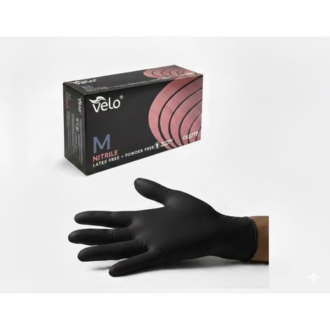 Velo Black M - 100 gants de diagnostic en nitrile sans poudre, paquet de 100 (1/3)