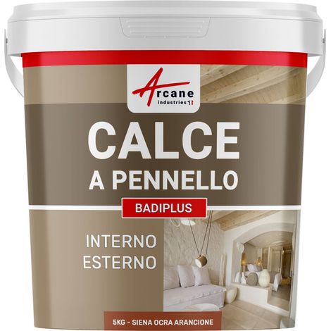 Calce a pennello per muri esterni e interni - BADIPLUS - 5 kg (fino a 25 m²) Siena - Ocra arancione - ARCANE INDUSTRIES (1/2)