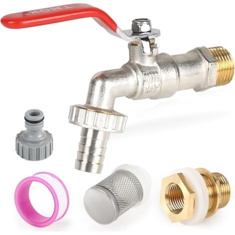 Récupérateur d'eau de pluie avec robinet 1/2 pouce, raccord pour tuyau IBC, vanne à bille, robinet de jardin pour réservoir d'eau de pluie, citernes (1/5)