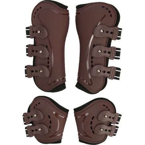 Horse leg protectors, shock absorption, lightweight protection, adjustable front and rear boots for show jumping, riding, size L
