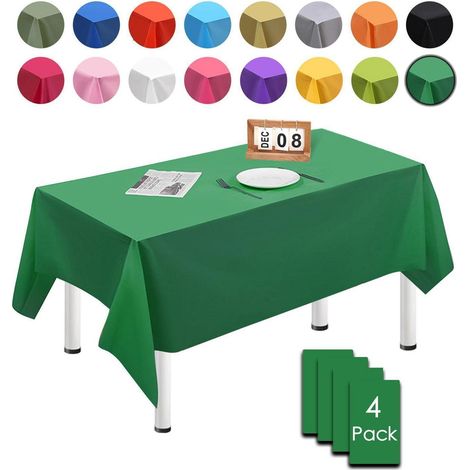 4er Pack Tischdecke rechteckig 137x274cm dunkelgrün wasserdicht für Partys
