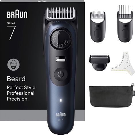 Braun BeardTrimmer 7 BT7520 Batería 40 2 cm Mojado y seco Negro, Azul