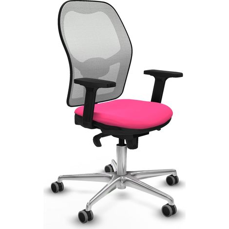 Jorquera sincro malla blanca similpiel rosa brazos 2D base aluminio ruedas 65mm engomada (1/5)