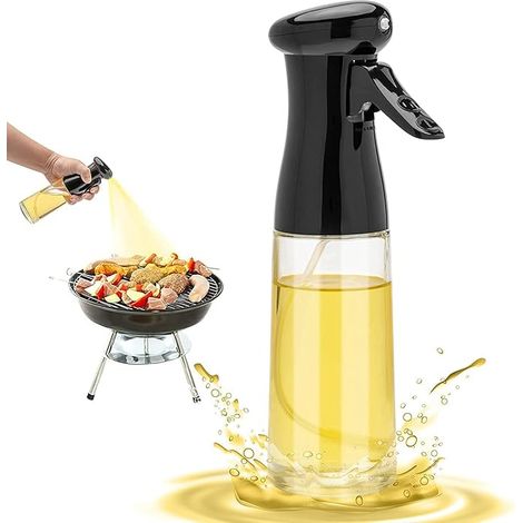 Vaporisateur d'huile d'olive pour la cuisine - Flacon distributeur d'huile en verre de 200 ml - Vaporisateur rechargeable pour huile et vinaigre de qualité alimentaire, idéal pour la cuisine, la frite (1/5)