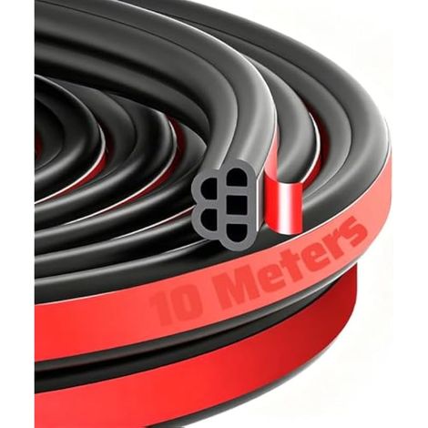 Joint Porte Voiture Caoutchouc Adhesif Bande de Caoutchouc EPDM de 10 m avec 5 Cavités et Double Densité 1,5 mm d'épaisseur Auto-adhésive pour Portières de Voiture, Capot, Coffre, Camping-Car (1/5)