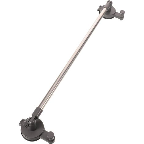 Porte-serviettes télescopique réglable à ventouses, 54-73 cm, en acier inoxydable gris, avec base (1/5)