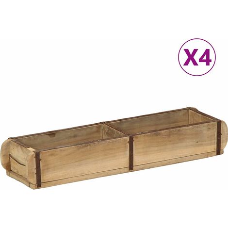 vidaXL Vassoio con archiviazione 4 pcs Marrone 60,5 x 15 x 9 cm (1/5)